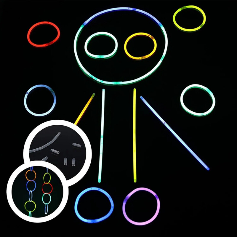 100 gab. nakts spīduma ballīšu piederumi ar savienotājiem, bērnu vai pieaugušo ballīšu spīduma kaklarotas un rokassprādzes ballīšu dekorēšanai