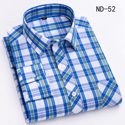 Νέο βαμβακερό καρό πουκάμισο για άντρες με μακρυμάνικο μονό τσεπάκι κανονική εφαρμογή Μαλακό Easy Care Κλασικό φόρεμα Casual πουκάμισα Ανδρικά ρούχα