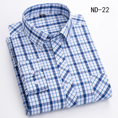 Νέο βαμβακερό καρό πουκάμισο για άντρες με μακρυμάνικο μονό τσεπάκι κανονική εφαρμογή Μαλακό Easy Care Κλασικό φόρεμα Casual πουκάμισα Ανδρικά ρούχα