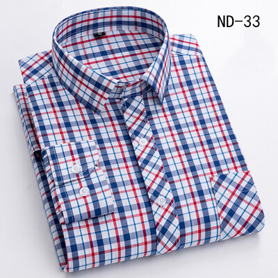 Νέο βαμβακερό καρό πουκάμισο για άντρες με μακρυμάνικο μονό τσεπάκι κανονική εφαρμογή Μαλακό Easy Care Κλασικό φόρεμα Casual πουκάμισα Ανδρικά ρούχα