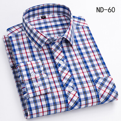 Νέο βαμβακερό καρό πουκάμισο για άντρες με μακρυμάνικο μονό τσεπάκι κανονική εφαρμογή Μαλακό Easy Care Κλασικό φόρεμα Casual πουκάμισα Ανδρικά ρούχα