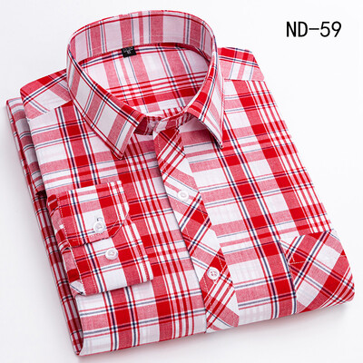 Νέο βαμβακερό καρό πουκάμισο για άντρες με μακρυμάνικο μονό τσεπάκι κανονική εφαρμογή Μαλακό Easy Care Κλασικό φόρεμα Casual πουκάμισα Ανδρικά ρούχα