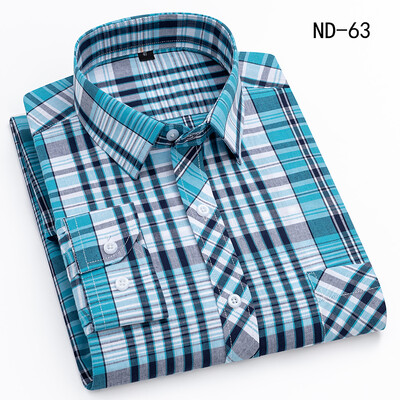 Νέο βαμβακερό καρό πουκάμισο για άντρες με μακρυμάνικο μονό τσεπάκι κανονική εφαρμογή Μαλακό Easy Care Κλασικό φόρεμα Casual πουκάμισα Ανδρικά ρούχα