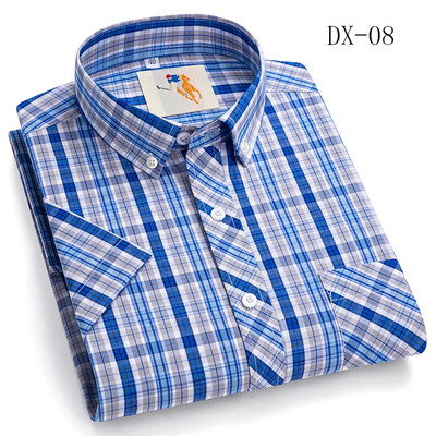 Vīriešu krekli ar īsām piedurknēm Jauns vasaras kokvilnas rūtains Multi modelis Liela izmēra M-8XL Krekli Ikdienas apģērbs Preppy Daily