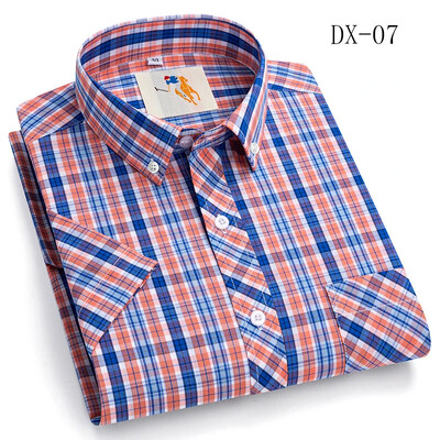 Vīriešu krekli ar īsām piedurknēm Jauns vasaras kokvilnas rūtains Multi modelis Liela izmēra M-8XL Krekli Ikdienas apģērbs Preppy Daily