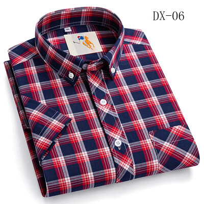 Vīriešu krekli ar īsām piedurknēm Jauns vasaras kokvilnas rūtains Multi modelis Liela izmēra M-8XL Krekli Ikdienas apģērbs Preppy Daily