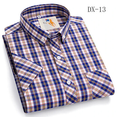 Vīriešu krekli ar īsām piedurknēm Jauns vasaras kokvilnas rūtains Multi modelis Liela izmēra M-8XL Krekli Ikdienas apģērbs Preppy Daily