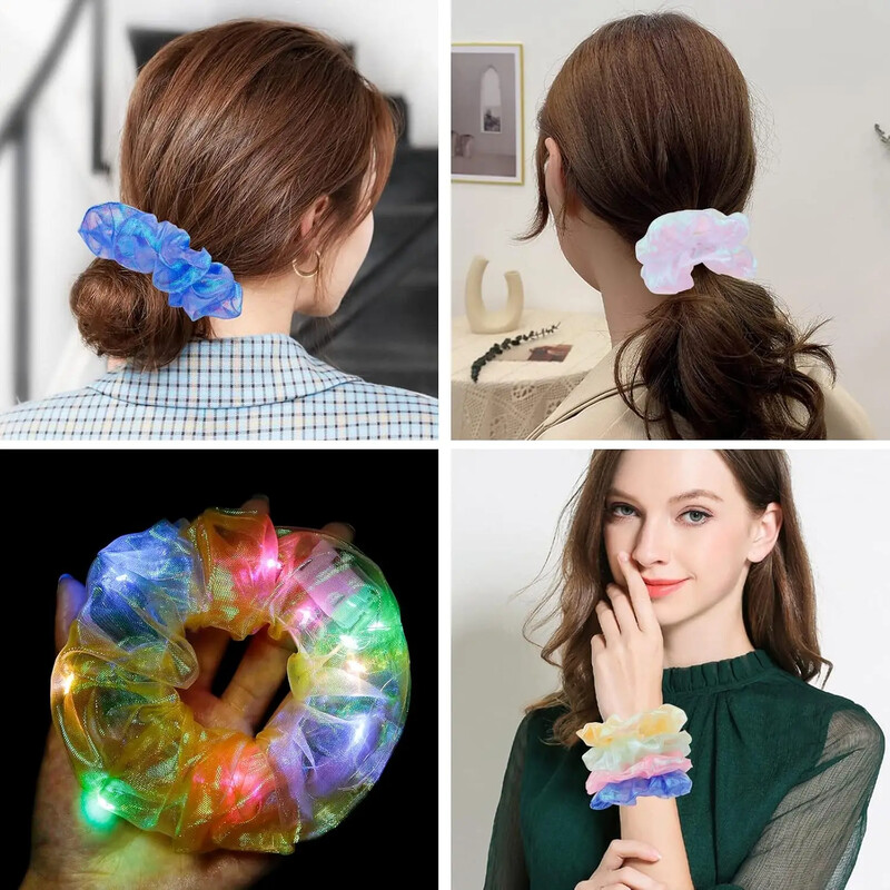 10 bucăți LED-uri Scrunchies pentru păr Scrunchies iluminate Scrunchies Elastic Glow Scrunchies Păr Scrunchies Glow Mermaid Party Favors Rechizite