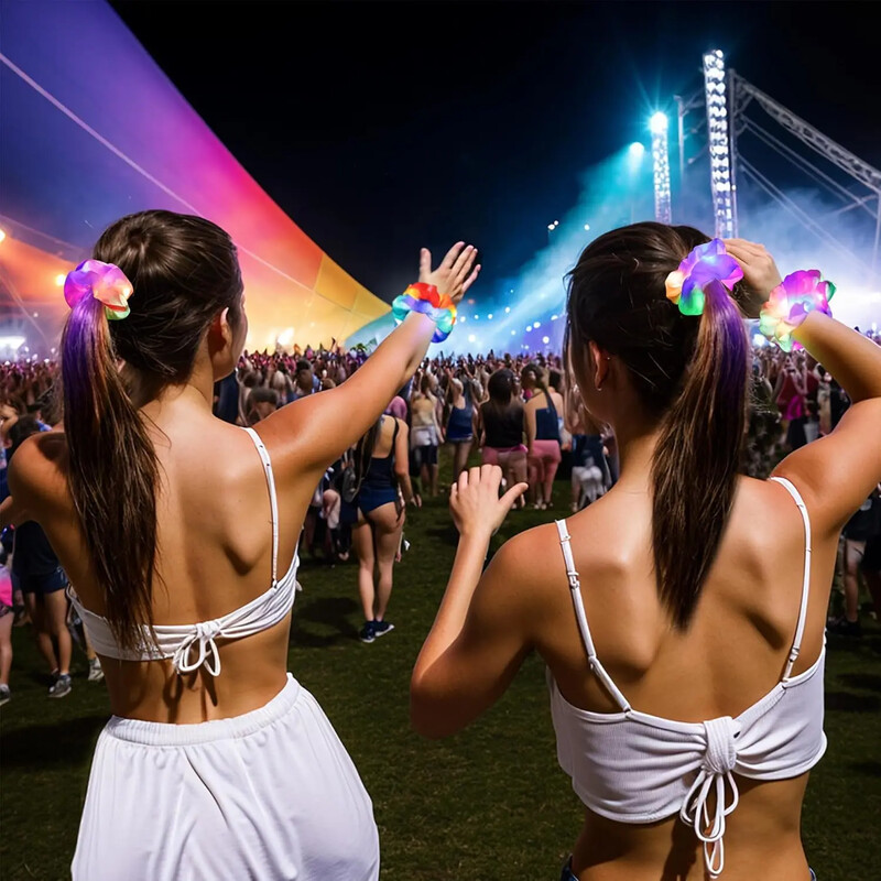 10 bucăți LED-uri Scrunchies pentru păr Scrunchies iluminate Scrunchies Elastic Glow Scrunchies Păr Scrunchies Glow Mermaid Party Favors Rechizite