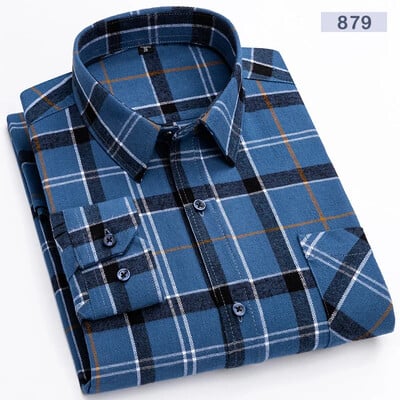 Νέα φανέλα καρό πουκάμισα για άντρες Ανοιξιάτικο βαμβακερό Easy Care Μη σιδερένιο μακρυμάνικο casual ρούχα Επιχειρηματικά έξυπνα φόρεμα τοπ πουκάμισα