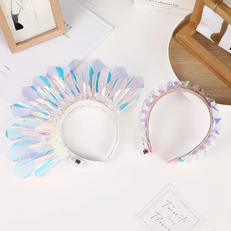 Izgaismota galvas saite ar krāsu maiņu Led Lights Sejai Rotaslietas Matu Aksesuāri meitenēm Sievietēm Glow Party Ziemassvētku navidad