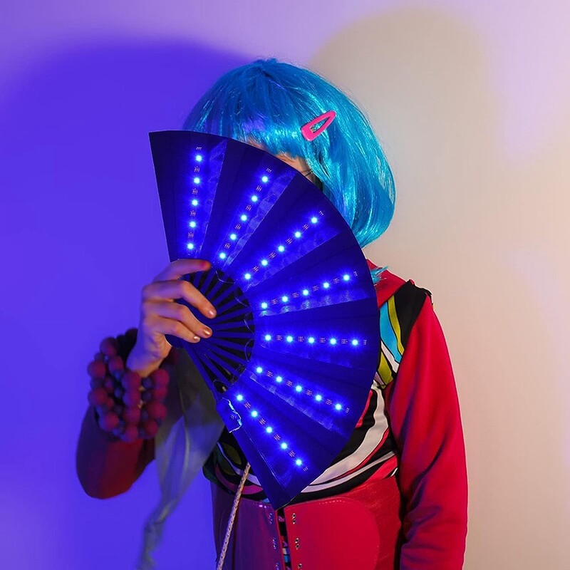 Švytinti sulankstoma LED ventiliatoriaus LED akiniai šokių šviesos gerbėjų naktinis šou Helovinas Kalėdų reivo festivalio priedai Švytinčios vakarėlio reikmenys