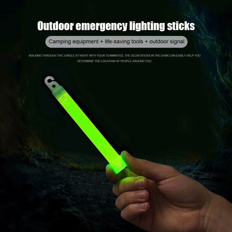 LED Glow Stick 6 collu izdzīvošanas komplekts Military Glow Light Sticks pastaigu un pārgājienu kempinga SOS Gear āra militārais aprīkojums