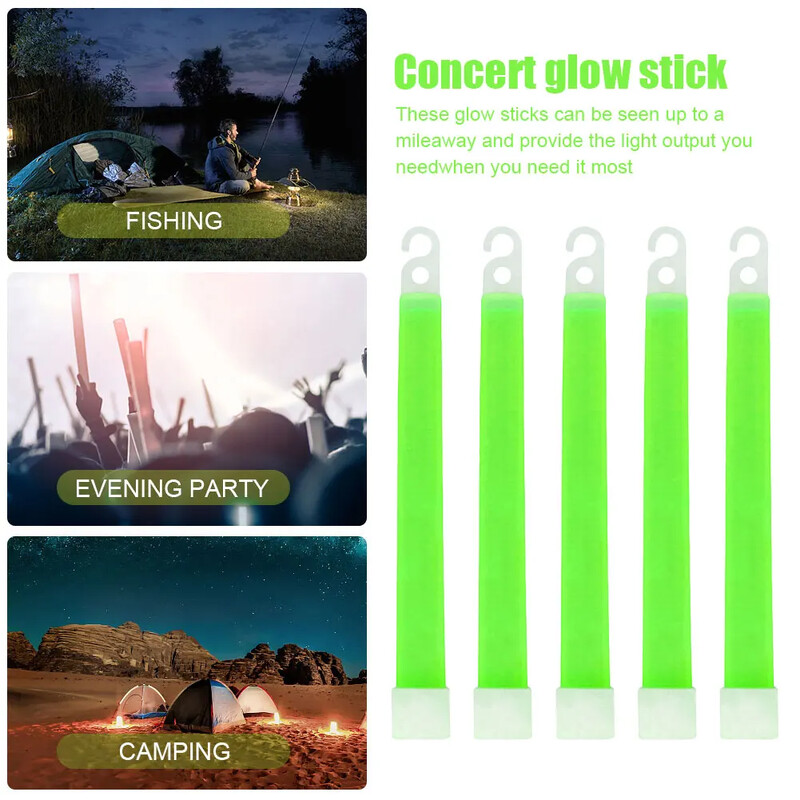 LED Glow Stick 6 collu izdzīvošanas komplekts Military Glow Light Sticks pastaigu un pārgājienu kempinga SOS Gear āra militārais aprīkojums