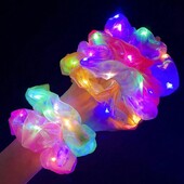 10 vnt LED Scrunchies Light Up Scrunchies Elasting Glow Plaukų juostelės Plaukų Scrunchies Neoniniai priedai su 3 šviesos režimais Merginos, Moterys