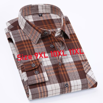 11XL 10XL 9XL Υψηλής ποιότητας Μόδα Φανελένια Καρό Πουκάμισα Για Ανδρικά Μακρυμάνικα Βαμβακερά Ανδρικά Ρούχα μπλούζας με κανονική εφαρμογή