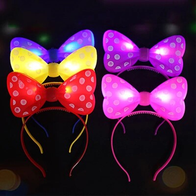 5/10 gab. LED apgaismojoša meiteņu galvas saite ar punktveida loku, mirgojoša, spīdoša loka galvas saite kvēlojošām ballītēm. Izsmalcināta plastmasas galvas saite
