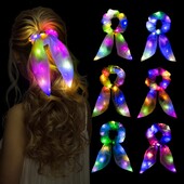 5/10 τεμ. Led Light Up Bow Scrunchies Led Hair Scrunchie Ponytail Holders Γυναικεία αξεσουάρ Glow in The Dark Party Favors Supplies