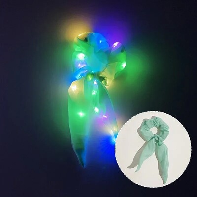 5/10 τεμ. Led Light Up Bow Scrunchies Led Hair Scrunchie Ponytail Holders Γυναικεία αξεσουάρ Glow in The Dark Party Favors Supplies