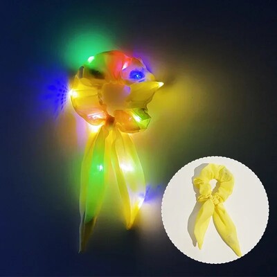 5/10 τεμ. Led Light Up Bow Scrunchies Led Hair Scrunchie Ponytail Holders Γυναικεία αξεσουάρ Glow in The Dark Party Favors Supplies