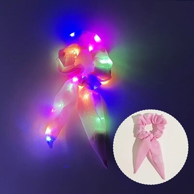 5/10 τεμ. Led Light Up Bow Scrunchies Led Hair Scrunchie Ponytail Holders Γυναικεία αξεσουάρ Glow in The Dark Party Favors Supplies