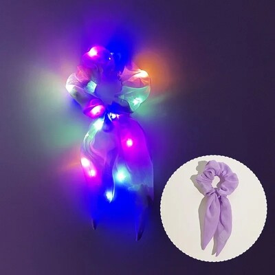 5/10 τεμ. Led Light Up Bow Scrunchies Led Hair Scrunchie Ponytail Holders Γυναικεία αξεσουάρ Glow in The Dark Party Favors Supplies