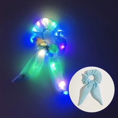 5/10 τεμ. Led Light Up Bow Scrunchies Led Hair Scrunchie Ponytail Holders Γυναικεία αξεσουάρ Glow in The Dark Party Favors Supplies