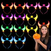 5 τμχ Devil Horns Light Up Headband LED Devil Horns Headband που αναβοσβήνει Παιδιά Ενήλικες Διακόσμηση αποκριάτικων και χριστουγεννιάτικων πάρτι