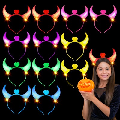 5 tk Devil Horns valgustusega peapael LED Devil Horns peapael Vilkuv laste täiskasvanud Halloweeni ja jõulupeo kujundus