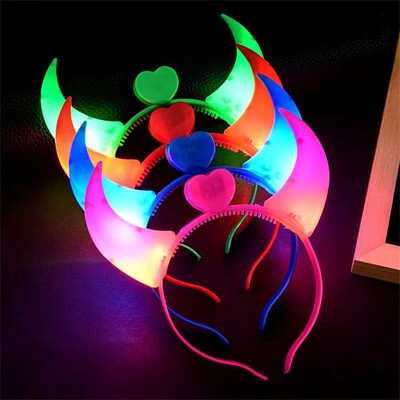 5 τμχ Devil Horns Light Up Headband LED Devil Horns Headband που αναβοσβήνει Παιδιά Ενήλικες Διακόσμηση αποκριάτικων και χριστουγεννιάτικων πάρτι