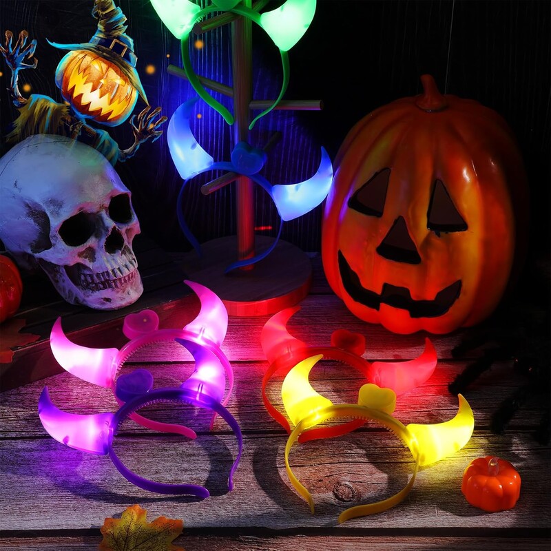 5 vnt Devil Horns Light Up galvos juosta LED Devil Horns galvos juosta Mirksi vaikams suaugusiems Helovino ir Kalėdų vakarėlio dekoras