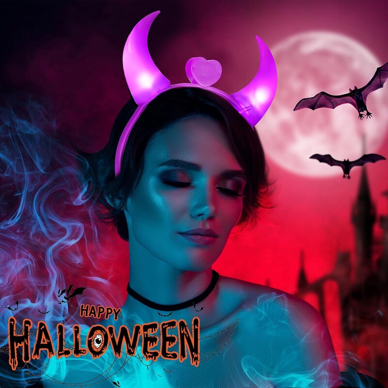 5 vnt Devil Horns Light Up galvos juosta LED Devil Horns galvos juosta Mirksi vaikams suaugusiems Helovino ir Kalėdų vakarėlio dekoras