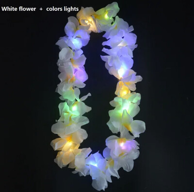 Femei Fată Hawaii Lumină Colier Lei Colier Ghirlanda Hula Coroana Nunta Costum Hawaiian Tropical Luau Strălucire Petrecere Halloween