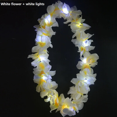 Femei Fată Hawaii Lumină Colier Lei Colier Ghirlanda Hula Coroana Nunta Costum Hawaiian Tropical Luau Strălucire Petrecere Halloween