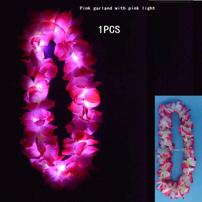 Femei Fată Hawaii Lumină Colier Lei Colier Ghirlanda Hula Coroana Nunta Costum Hawaiian Tropical Luau Strălucire Petrecere Halloween