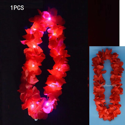 Femei Fată Hawaii Lumină Colier Lei Colier Ghirlanda Hula Coroana Nunta Costum Hawaiian Tropical Luau Strălucire Petrecere Halloween