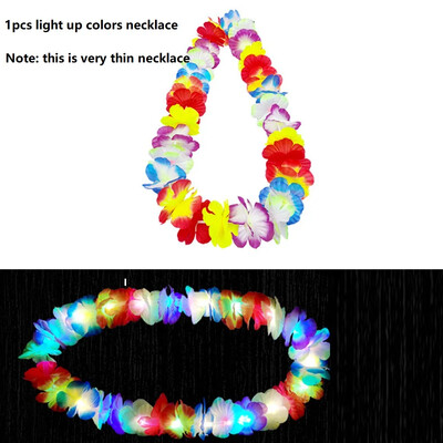 Femei Fată Hawaii Lumină Colier Lei Colier Ghirlanda Hula Coroana Nunta Costum Hawaiian Tropical Luau Strălucire Petrecere Halloween