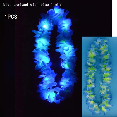 Femei Fată Hawaii Lumină Colier Lei Colier Ghirlanda Hula Coroana Nunta Costum Hawaiian Tropical Luau Strălucire Petrecere Halloween
