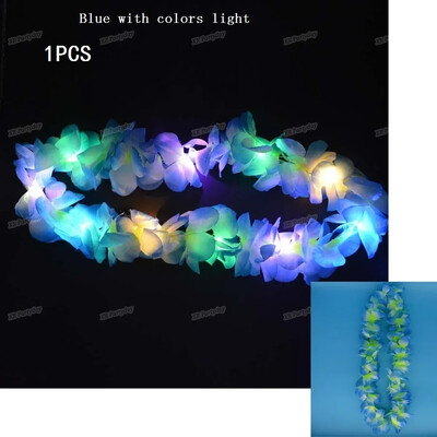 Femei Fată Hawaii Lumină Colier Lei Colier Ghirlanda Hula Coroana Nunta Costum Hawaiian Tropical Luau Strălucire Petrecere Halloween