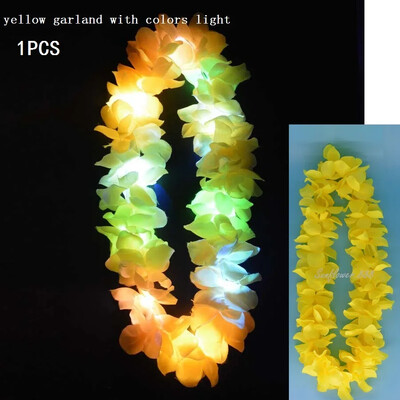 Femei Fată Hawaii Lumină Colier Lei Colier Ghirlanda Hula Coroana Nunta Costum Hawaiian Tropical Luau Strălucire Petrecere Halloween