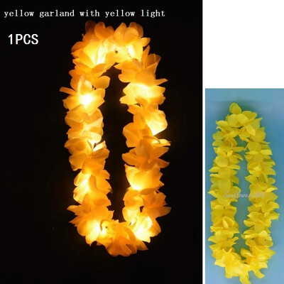 Femei Fată Hawaii Lumină Colier Lei Colier Ghirlanda Hula Coroana Nunta Costum Hawaiian Tropical Luau Strălucire Petrecere Halloween