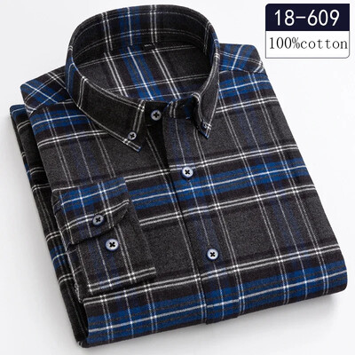 Nou în cămașă, de înaltă calitate, 100% bumbac, șlefuit, cămăși cu mânecă lungă pentru bărbați Cămașă casual slim fit haine casual în carouri de designer moale