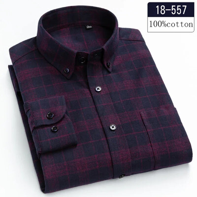 Nou în cămașă, de înaltă calitate, 100% bumbac, șlefuit, cămăși cu mânecă lungă pentru bărbați Cămașă casual slim fit haine casual în carouri de designer moale