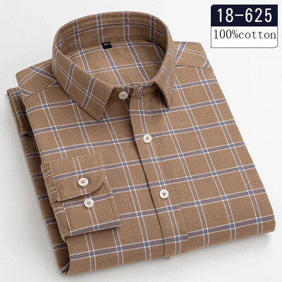Nou în cămașă, de înaltă calitate, 100% bumbac, șlefuit, cămăși cu mânecă lungă pentru bărbați Cămașă casual slim fit haine casual în carouri de designer moale