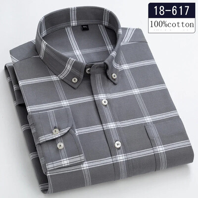 Nou în cămașă, de înaltă calitate, 100% bumbac, șlefuit, cămăși cu mânecă lungă pentru bărbați Cămașă casual slim fit haine casual în carouri de designer moale