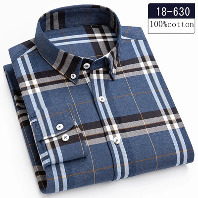 Nou în cămașă, de înaltă calitate, 100% bumbac, șlefuit, cămăși cu mânecă lungă pentru bărbați Cămașă casual slim fit haine casual în carouri de designer moale