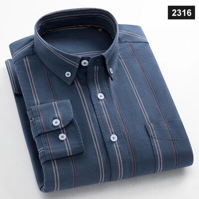 Ανδρικά βαμβακερά Oxford ριγέ casual μακρυμάνικα πουκάμισα New Fashion Businessman Office Daily Classic Ανδρικό φόρεμα κανονικό