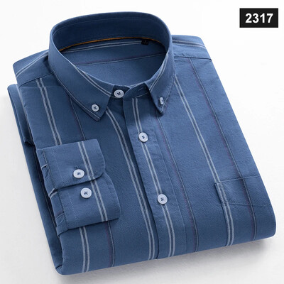 Ανδρικά βαμβακερά Oxford ριγέ casual μακρυμάνικα πουκάμισα New Fashion Businessman Office Daily Classic Ανδρικό φόρεμα κανονικό