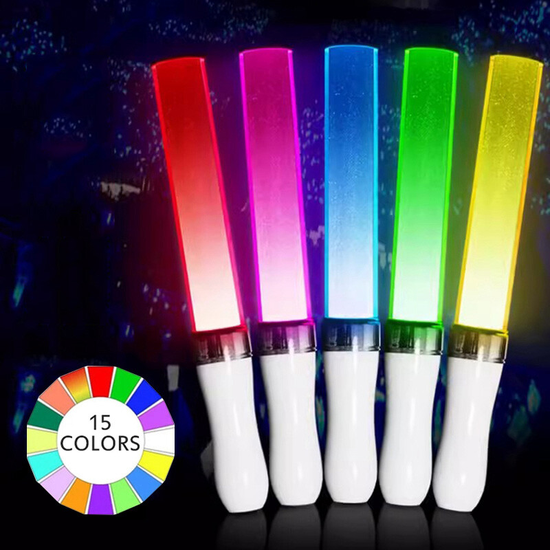 15 krāsas Kpop gaismas spieķi Light Glow Sticks Gaismas stieņa koncerts Glow Stick kvēlojošs materiāls elku koncerta dzimšanas dienas ballītei
