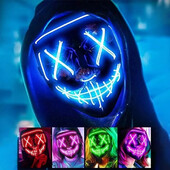 Măști de Halloween recomandate Măști de față cu lumină LED roșu, verde, albastru Sărbători Cosplay Costume de Halloween Petrecere de mascaradă, carnaș